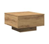 vidaXL Mesa de café cuadrada de roble artesanal, madera maciza barnizada 55×31 cm