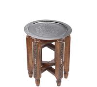 Mesa De Centro Oriental Halab Marrón Mehdia Plata 40cm