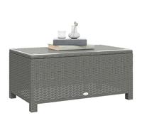 Mesa de centro Outsunny de ratán PE, mesa de centro rectangular para exteriores con tapa de vidrio templado, capacidad de 70 kg para jardín, balcón, terraza, patio, gris claro
