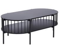 Mesa de centro ovalada con estante Tablero largo 103 x 50 cm Negro Oreana