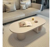 Mesa de centro ovalada con tablero de piedra sinterizada,mesa baja decorativa para sala de estar,base metálica creativa en forma de U,almacenamiento de doble(White A,130*70*42cm/51.1*27.6*16.5in)