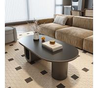 Mesa de centro ovalada con tablero de piedra sinterizada,mesa baja decorativa para sala de estar,base metálica creativa en forma de U,almacenamiento de doble(Black,130*70*42cm/51.1*27.6*16.5in)