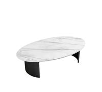 Mesa de centro ovalada moderna - Mesa de té de roca blanca para sala de estar y bar pequeño - Diseño Sk XL, piel contemporánea, decoración del hogar, pieza de acento funcional