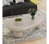 Mesa de Centro Ovalada Moderna y Elegante con 3 Patas de Bola Resistentes y estables Mesa Central Baja asimétrica Multiusos en Forma de Gota de Lluvia para Sala de Estar,D White 46in