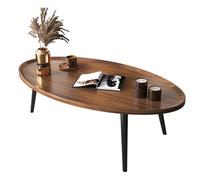 Mesa de centro ovalada pequeña y moderna de mediados de siglo para sala de estar, mesa auxiliar minimalista de nogal de 31.4 x 21.6 x 14.9 pulgadas