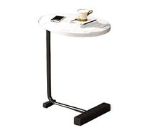 Mesa de centro ovalada pequeña y moderna. Elegante mesa auxiliar en forma de C con acabado dorado para sala de estar, dormitorio y oficina. Escritorio compacto para portátil para espacios re