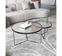 Mesa de Centro para Sala de Estar, Juego de 2 Mesas de Centro Nidos Modernas, Mesa Auxiliar de Café y Aperitivos Contemporánea para Sala de Estar,Black,60+45