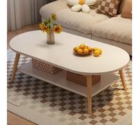 Mesa de centro para sala de estar, mesa de té moderna ovalada con doble espacio de almacenamiento, mesa baja de madera simple, adecuada para sala de estar, dorm White 100*50*42 cm / 39.4*19.7*16.5 in