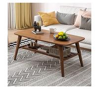 Mesa de centro pequeña de 2 niveles con estante de almacenamiento para apartamento pequeño, sala de estar, soporte rectangular y estable para TV, mesa auxiliar auxiliar, color marrón rústico moderno