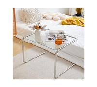 Mesa de Centro Pequeña Mini Mesa de Centro de Acero Inoxidable, Creativa, de diseño, con Lado de sofá, de Cristal, esquinera de Metal Simple, Varios estantes Mesas de Centro Pequeñas para Sala(B)