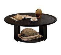 Mesa de Centro Pequeña Retro con Tablero de 2.5cm de Grosor Mesas Centro Redondas Moderna Multifuncional Mesas Bajas para Salones y Apartamentos Pequeños(Black,60 * 60 * 37cm)