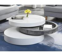 Mesa de centro pivotante JANITA - MDF - Cemento y blanco