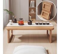 Mesa De Centro Plegable De Bambú - Comedor Japonesa, Baja para Sentarse En El Suelo, Té, Suelo Plegable para El Hogar, La Oficina, La Sala De Estar (Color Madera, 100x50x40cm)