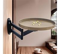 Mesa de Centro Plegable de Pared, pequeña y Redonda, diseño abatible, mesita de Noche Flotante de 30 cm para balcón (Color Madera Original)