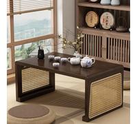 Mesa De Centro Plegable Japonesa, Mesa De Centro Baja De Bambú Para Colocar En El Suelo, No Requiere Montaje, Portátil Para Sala De Estar, Sala De Té Tatami, Comedor Y Dormitorio. Walnut 80x48x40cm