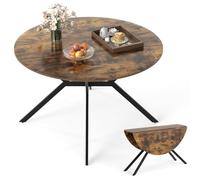 Mesa de centro plegable redonda con diseño de hoja caída, mesa de comedor de 120 cm, marco de metal extensible para el hogar, cocina, comedor, oficina