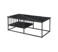 Mesa de centro raukurg con estante acero 120x60x44cm - mármol negro [en.casa]