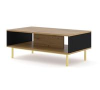 Mesa de centro ravenna b 90x60x45 beige, negro, dorado