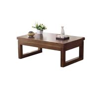Mesa de centro rectangular de madera maciza, mesa baja para sala de estar, comedor y ceremonia de té, no requiere montaje (marrón, 120 x 55 x 30 cm)