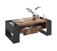 Mesa de centro rectangular de panel de partículas con 1 cajón,negro+madera