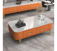 Mesa de centro rectangular de pizarra con 2 cajones, moderna mesa de cóctel de 4 patas para apartamentos pequeños y salas de estar