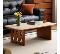 Mesa de centro rectangular moderna abstracta, mesa auxiliar baja de madera maciza estilo vintage con tablero de pizarra, mesa central de sala de estar efecto mármol(120*60*40cm/47.2*23.6*15.7in)