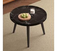 Mesa de centro redonda anidable, diseño nórdico ligero de lujo con parte superior de madera maciza y patas de acero al carbono, perfecta para apartamentos pequeños, salas de estar y dormitorios