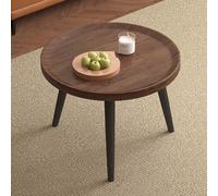 Mesa de centro redonda anidable, diseño nórdico ligero de lujo con parte superior de madera maciza y patas de acero al carbono, perfecta para apartamentos pequeños, salas de estar y dormitorios