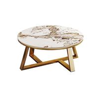 Mesa de Centro Redonda con Patas de Metal Resistentes, Mesa Auxiliar Decorativa Moderna para Sala de Estar, apartamento, Oficina, fácil Montaje