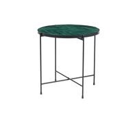 Mesa de centro redonda de cerámica verde oscuro y metal negro D50 cm KOTTA