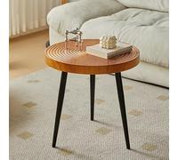 Mesa de centro redonda de estilo rústico moderno de PVC con patas de metal, estilo para sala de estar y dormitorio, fácil de montar, decoración elegante para el hogar