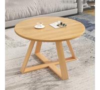 Mesa de centro redonda de madera con patas cruzadas, moderna mesa auxiliar circular para sala de estar, dormitorio, oficina, mesa de té pequeña para cafetería, mesa central de sofá de madera natural