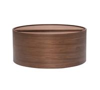Mesa de centro redonda de madera oscura nogal con bandeja giratoria y almacenamiento D80 cm DALI