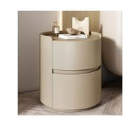 Mesa de centro redonda moderna con 2 cajones de almacenamiento minimalistas, no requiere montaje, mesita de noche de madera, muebles de sala de estar, color: #05, tamaño: 45 x 45 x 50 cm