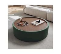 Mesa de centro redonda moderna de mediados de siglo, elegante mesa de nogal negro para espacios pequeños, mesa baja contemporánea para decoración del hogar