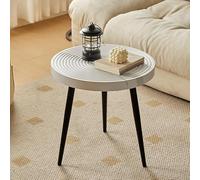 Mesa de centro redonda moderna de PVC, mesa anidada con patas de metal, mesa de cóctel circular para sala de estar y dormitorio, fácil de montar, estilo granja