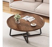 Mesa De Centro Redonda Moderna, Diseño Industrial, Mesa Salon Pequeña, Mesa De Café, Mesa Redonda De Cóctel, Mesita Café Pequeña Para Salón, Dormitorio, Oficina ( Color : Walnut , Size : 70*70*46cm )