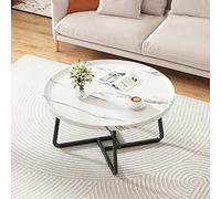 Mesa De Centro Redonda Moderna, Diseño Industrial, Pequeña Para Salón, Café, Cóctel, Dormitorio, Oficina (Color: White, Tamaño: 50*50*40cm)