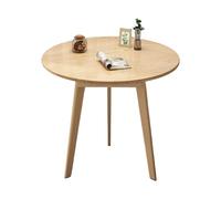 Mesa de centro redonda pequeña con patas de madera maciza, estructura estable, tapetes silenciosos, escritorio grande para sala de estar, apartamento y decoración de oficina (color madera, 60 x 70 cm)
