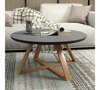 Mesa de centro redonda rústica de estilo rústico moderno y decorativo para sala de estar, muebles de departamento de espacio pequeño (gris, 60 cm) elegante mesa de cóctel