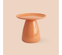 Mesa de centro redonda rústica naranja con almacenamiento abierto, moderna mesa de bandeja de TV en forma de hongo para sala de estar y dormitorio, elegante mesa auxiliar pequeña