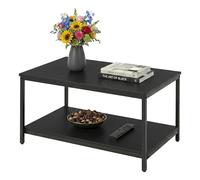 Mesa de Centro Relaxdays, con Estante, Madera y Metal, con almacenaje, (AlxAnxF) 42 x 80 x 50 cm, Mesa de salón, Negra