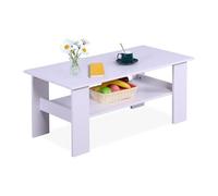 Relaxdays Mesa de centro con estante inferior blanco