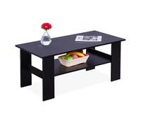 Mesa de Centro Relaxdays, HBT: 53,5 x 100 x 50 cm, Mesa de salón con Estante, Mesa de café Moderna, Negra