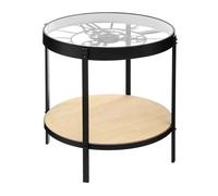 Atmosphera Mesa auxiliar con reloj mecánico estilo industrial Ø50 x 51 cm Negro