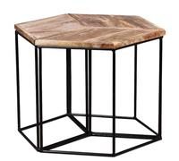 Mesa de Centro Retro Vintage de Madera Maciza de con 3 Mesas Más Pequeñas para Mesas Auxiliares, Mesitas de Noche, Taburetes, Hechas a Mano, Granos únicos, Marco de Hierro,