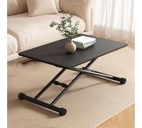 Mesa de centro superior de elevación con ruedas, escritorio hidráulico ajustable de altura para la oficina de la sala de estar, mesa de comedor plegable móvil con superficie de grano de madera y marco