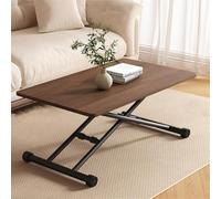 Mesa de centro superior de elevación con ruedas, escritorio hidráulico ajustable de altura para la oficina de la sala de estar, mesa de comedor plegable móvil con superficie de grano de madera y marco