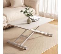 Mesa de centro superior de elevación con ruedas, escritorio hidráulico ajustable de altura para la oficina de la sala de estar, mesa de comedor plegable móvil con superficie de grano de madera y marco