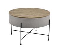 [en.casa] Mesa de Centro con Tablero extraíble 40 x 60 cm Mesa Auxiliar Redonda con Almacenamiento Interno Mesa pequeña Mesa de café y té Gris y Negro